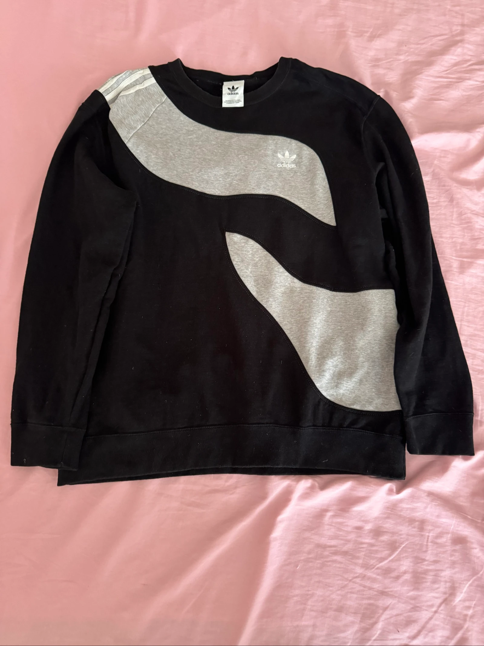 Adidas Originals Sudadera Negra/Gris – Estilo Vintage L